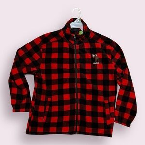 Plaid Flannel Maine Forester Red x Black Size L Fleece Jacket